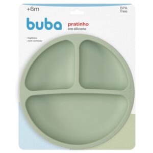 Prato com divisórias em silicone verde BUBA