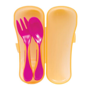 Kit talher com estojo rosa Buba