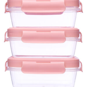 Kit 3 Potinhos Herméticos 100ML Com Tampa E Trava Rosa - BUBA