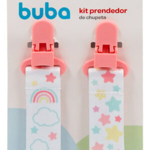 Kit prendedores de chupeta estrela rosa BUBA